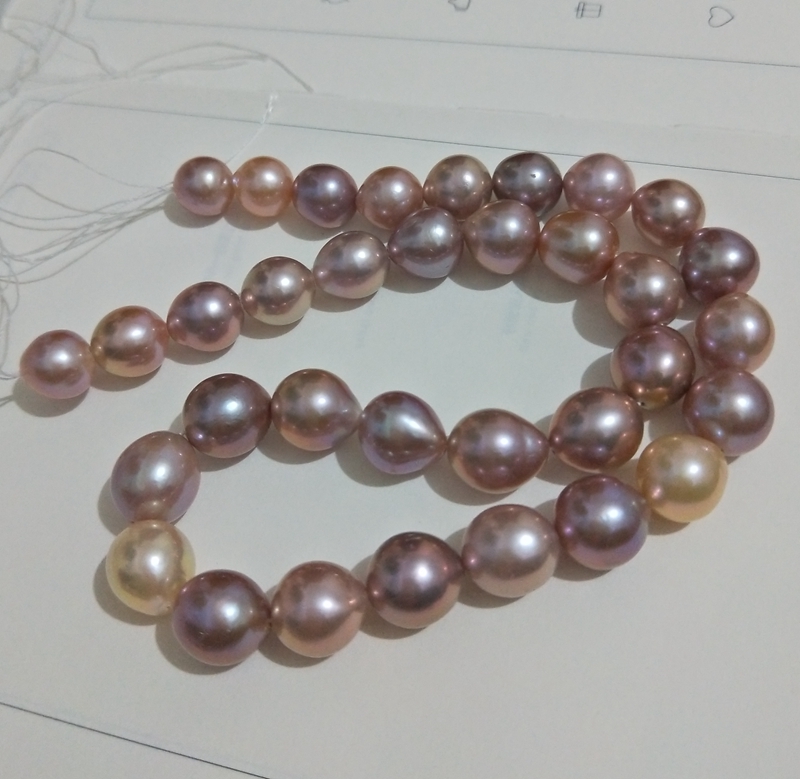 10-12mm smooth edison nucleated freshwater multicolor pearl strands - Image 4