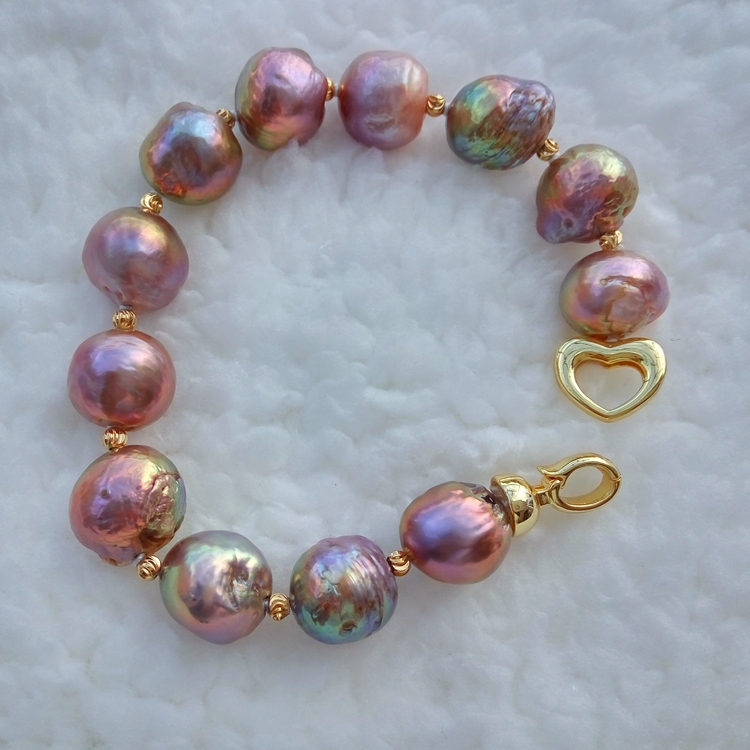 12.0mm-15.0mm Freshwater Pearl Nile Baroque Bracelet Natural / 7