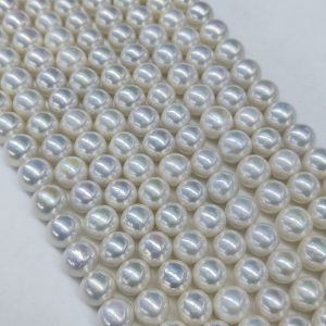 10-12mm white edison freshwater pearl strands with blue overtone