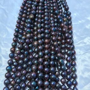 12-15mm black edison freshwater pearl strands