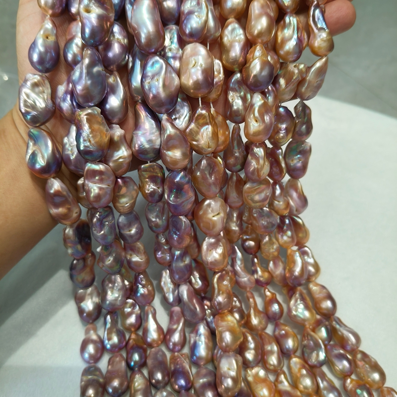 Baroque pearl necklace for men featuring irregular dark purple freshwater pearls