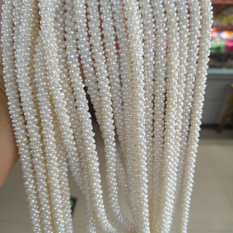 handmade delicate pearl necklace with small pearls