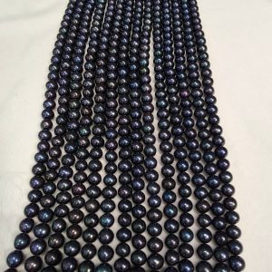 black oval freshwater pearl strands 8-9mm