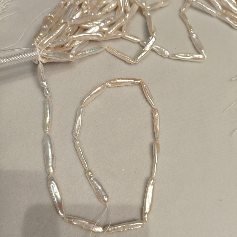 High luster white stick pearl strands for modern jewelry design
