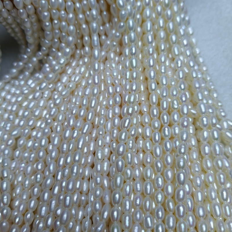 high luster rice pearl strands smooth surface