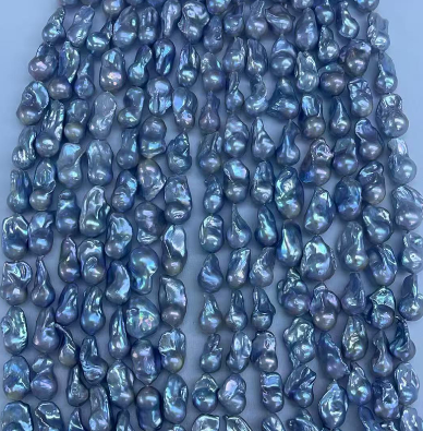 modern grey baroque pearl strands 15-18mm