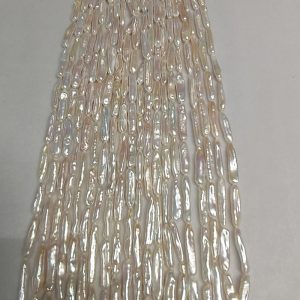 White freshwater stick pearl strands 5–6mm for jewelry making wholesale supply