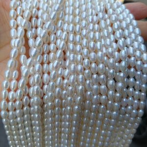 white rice freshwater pearl strands 6-7mm