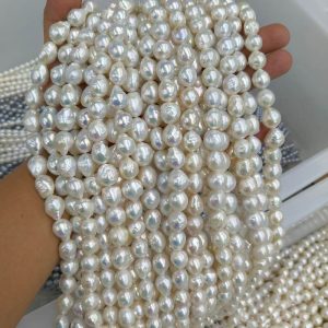 Natural white Edison ripple pearls 12mm used for DIY baroque pearl cross necklace and vintage pearl jewelry designs.