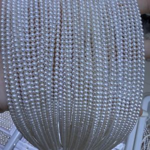 Wholesale 2.75-3mm white near-round seed pearl strands for delicate June birthstone necklace designs.