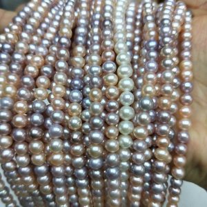 Wholesale 5-6mm natural multicolor freshwater pearl strands for making pearl station necklaces
