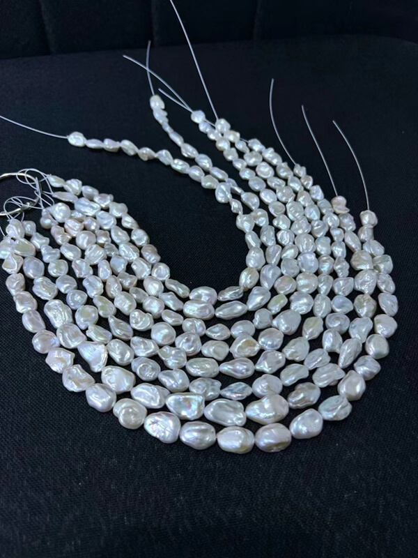 high luster Chinese freshwater Keshi pearl strands for custom necklace in pearl wholesale