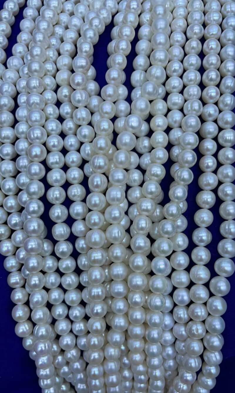 10-11mm large statement pearl strands in ringed potato shape for independent designers