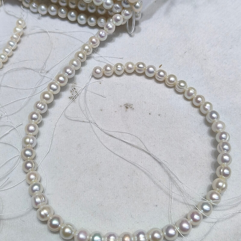 7-8mm natural freshwater pearls with spiral growth texture and natural lines for DIY jewelry making