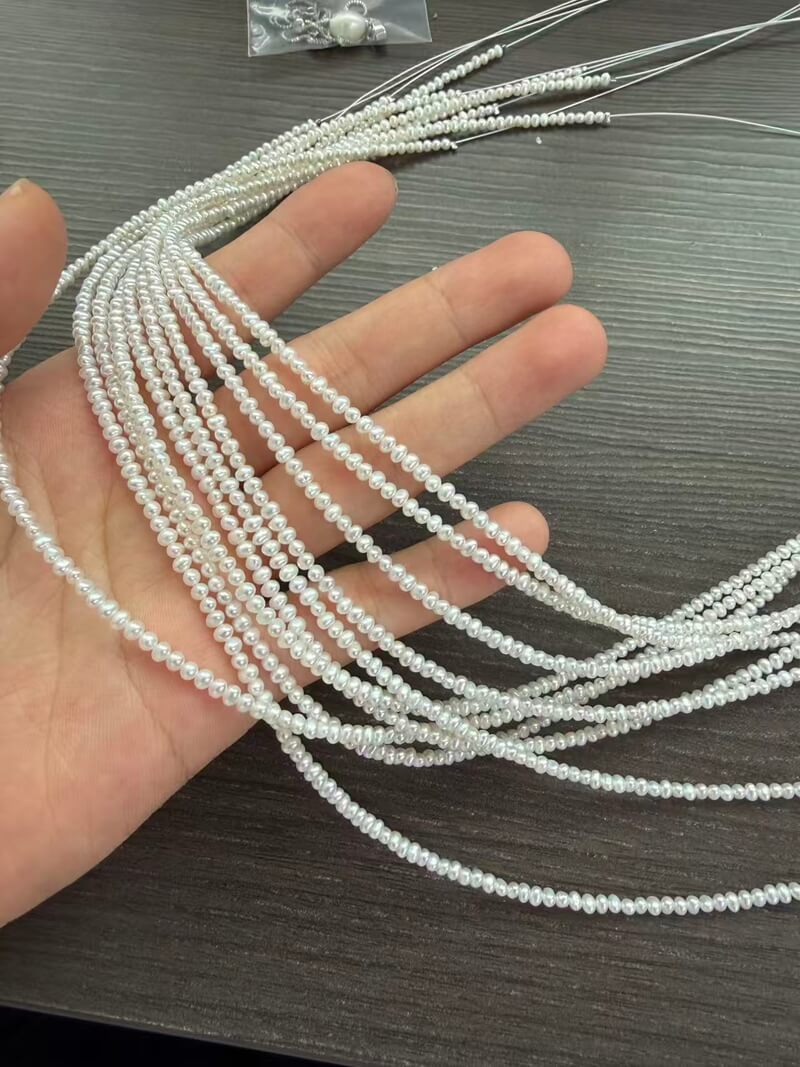 High luster 2mm 2.5mm mini potato freshwater pearl strands for independent jewelry designers