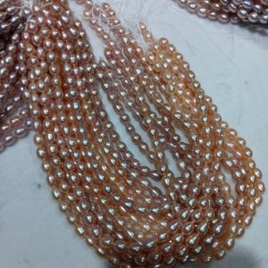 High luster rice shape freshwater pearl necklaces strands for DIY jewelry making