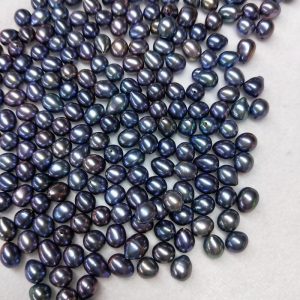 Semi-finished jewelry supplies peacock blue half-drilled rice shape pearls