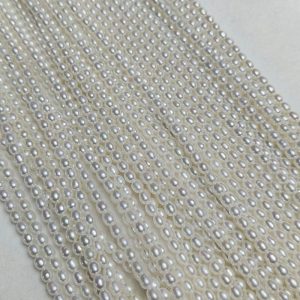High luster AA+ grade 3mm to 4mm rice shaped freshwater pearls with smooth surface for loose beads wholesale.