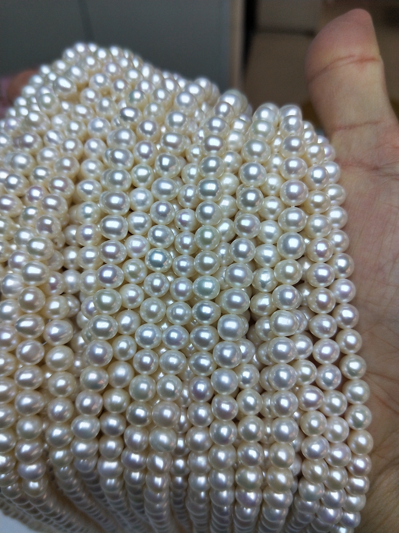 Wholesale 5mm small cultured white freshwater pearl strands for making seed pearl necklaces