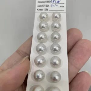 White 9-10mm round loose freshwater pearls with good luster and bright reflection