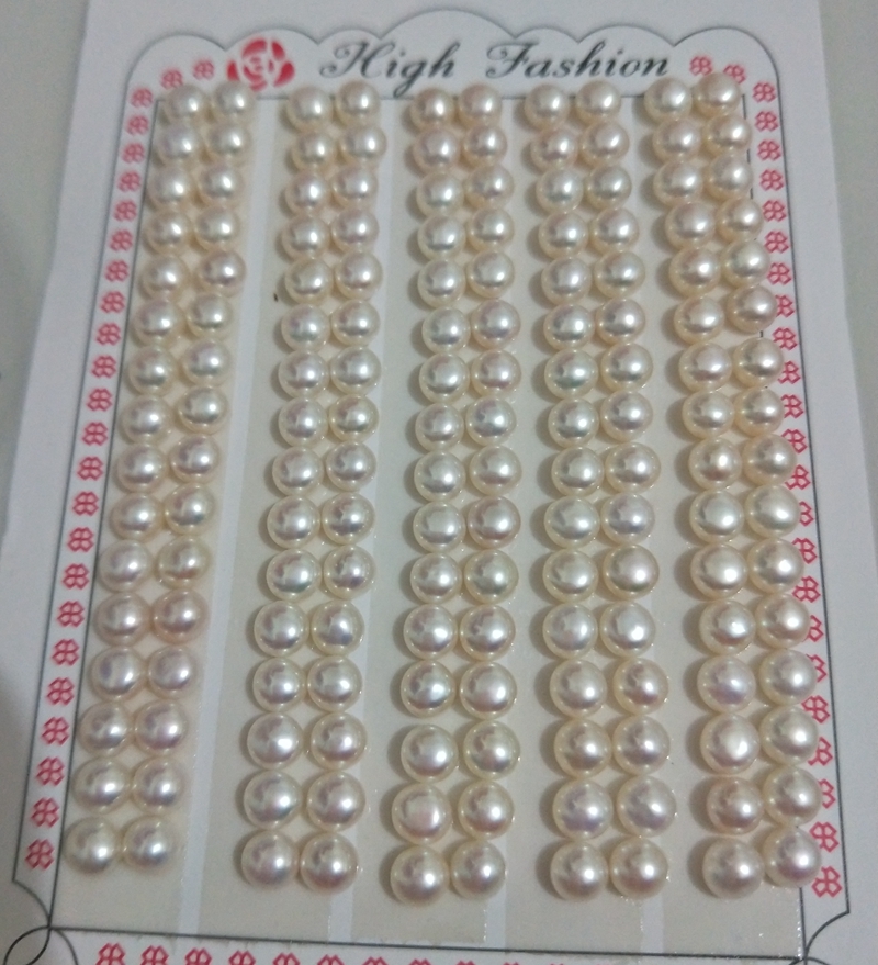 5mm half-drilled loose button pearl pairs with very clean surface for earring making