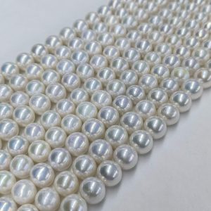 10-12mm wholesale Edison freshwater pearl strands with white blue overtone for necklace making